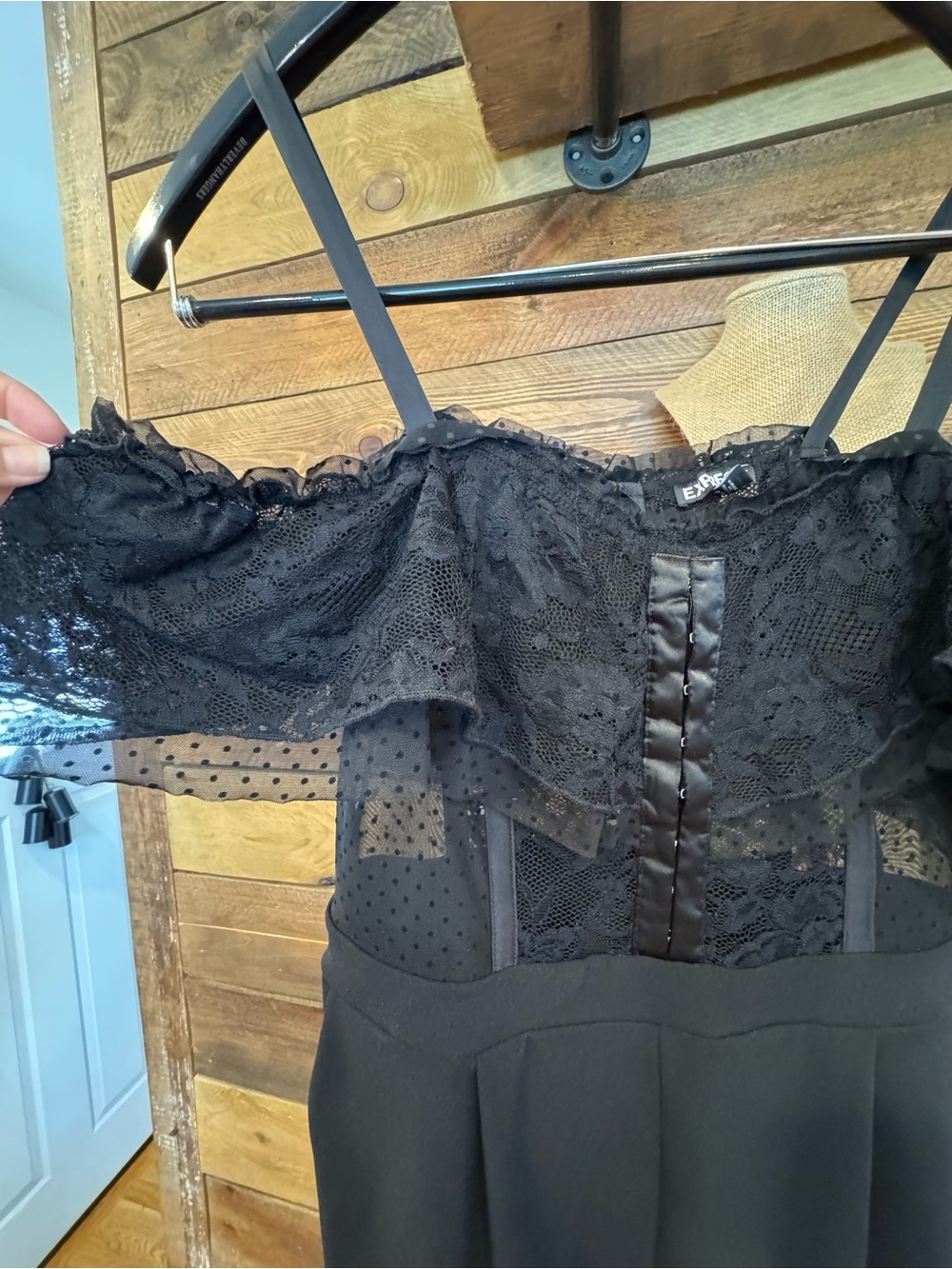 Express Black Lace Bodice Strap Jumpsuit - Picture 2 of 7